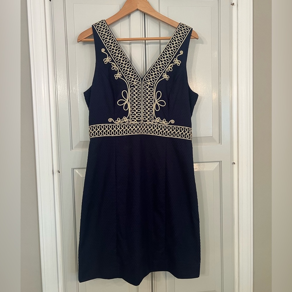 Lilly Pulitzer Navy Gold Dress in Sz 10